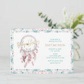 Bohemian Feather Dream Catcher Blauwgroen Baby sho Kaart (Staand voorkant)