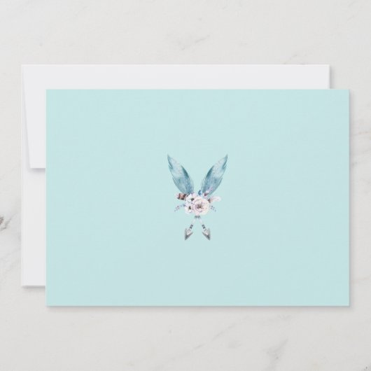 Bohemian Feather Dream Catcher Blauwgroen Baby sho Kaart (Achterkant)