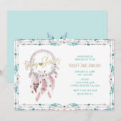 Bohemian Feather Dream Catcher Blauwgroen Baby sho Kaart (Voorkant / Achterkant)