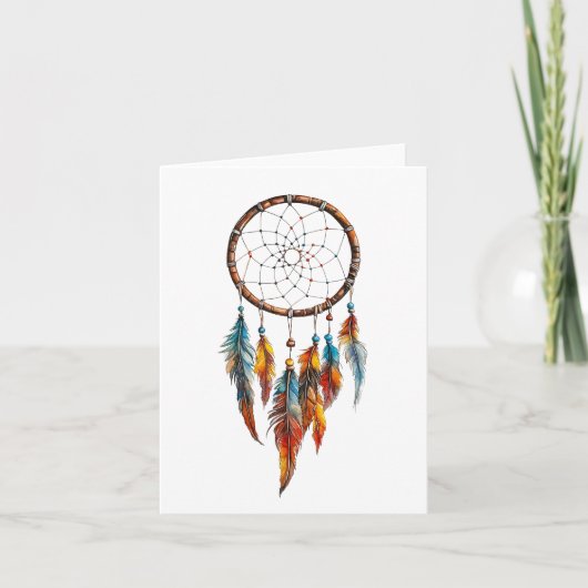 Bohemian Feather Dreamcatcher Groeten Kaart (Voorkant)