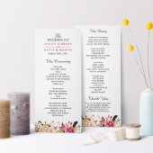 Bohemian Feather Floral Boho Wedding Programme Programmakaart