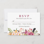 Bohemian Feather Rustic Floral Boho RSVP (Voorkant)