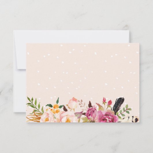 Bohemian Feather Rustic Floral Boho RSVP Kaartje (Achterkant)