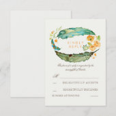 Bohemian Feathers Blauwgroen Bruiloft RSVP Kaarten (Voorkant / Achterkant)