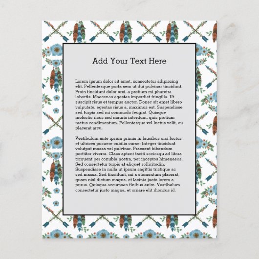 Bohemian Feathers Dreamweaver Blue Flowers Arrows Flyer (Voorkant)