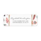 Bohemian Feathers Pattern Baby shower Etiket (Voorkant)