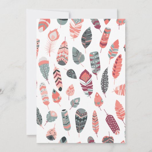 Bohemian Feathers Pattern Baby shower Kaart (Achterkant)