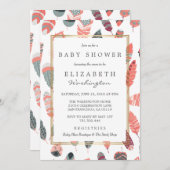 Bohemian Feathers Pattern Baby shower Kaart (Voorkant / Achterkant)