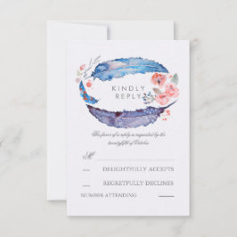 Bohemian Feathers Romantische Bruiloft RSVP Kaarte Kaartje
