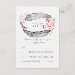 Bohemian Feathers Romantische Bruiloft RSVP Kaarte Kaartje