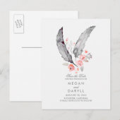 Bohemian Feathers Rustic Save the Date Aankondigingskaart (Voorkant / Achterkant)