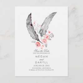 Bohemian Feathers Rustic Save the Date Aankondigingskaart