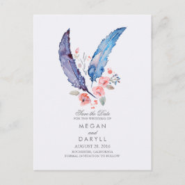 Bohemian Feathers Rustic Save the Date Aankondigingskaart
