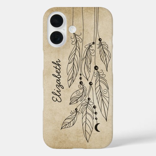 Bohemian Feathers Tekening Achtergrond Case-Mate iPhone Case (Achterkant)