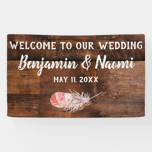 Bohemian Feathers Wedding Welkom Banner (Horizontaal)