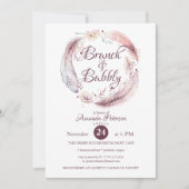 Bohemian Feathers Wreath Brunch Bubble Invitation Kaart (Voorkant)