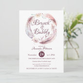 Bohemian Feathers Wreath Brunch Bubble Invitation Kaart (Staand voorkant)