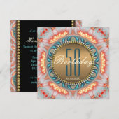 Bohemian Fire Mandala 50th Birthday Invitation Kaart (Voorkant / Achterkant)