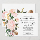 Bohemian Floral Afstuderen Party Uitnodiging (Voorkant / Achterkant)