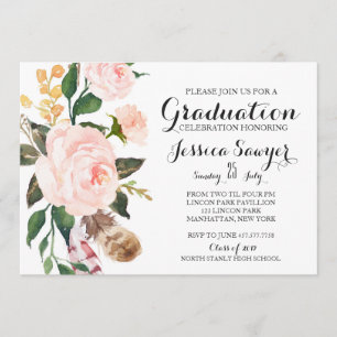 Bohemian Floral Afstuderen Party Uitnodiging
