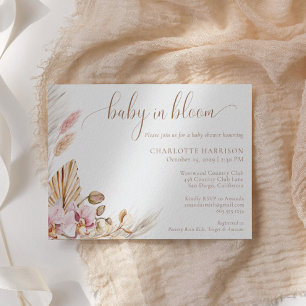 Bohemian Floral Baby in Bloom   BABY SHOWER Kaart