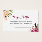 Bohemian Floral Baby shower Diaper Raffle Ticket Visitekaartjes (Voorkant)
