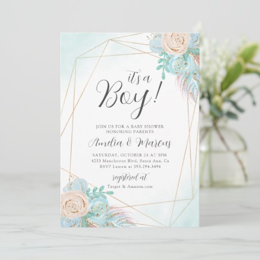 Bohemian Floral Baby shower Kaart (Staand voorkant)