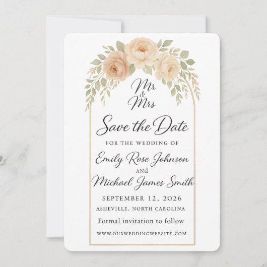 Bohemian Floral Bewaar de datum Save The Date (Voorkant)