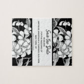 Bohemian Floral Black White Modern Save the Date Legpuzzel (Horizontaal)