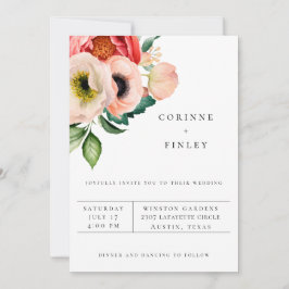 Bohemian Floral Bouquet Wedding Invitation Aankondiging