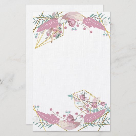 Bohemian Floral Briefpapier (Voorkant / Achterkant)