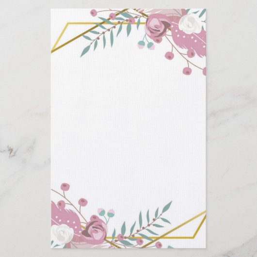 Bohemian Floral Briefpapier (Voorkant)