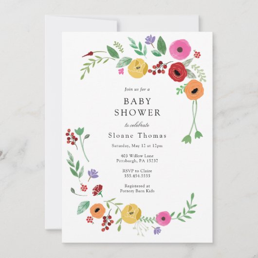 Bohemian Floral Bright Color Baby shower Kaart (Voorkant)