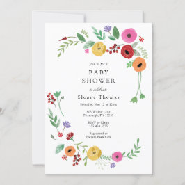 Bohemian Floral Bright Color Baby shower Kaart