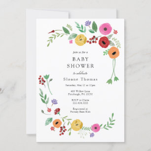 Bohemian Floral Bright Color Baby shower Kaart