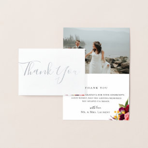Bohemian Floral bruiloft foto Folie dank u kaart