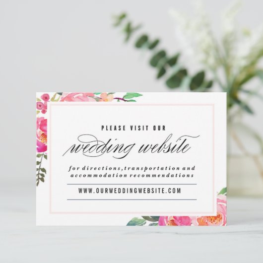 Bohemian Floral Bruiloft website kaart (Staand voorkant)