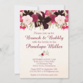 Bohemian Floral Brunch en Bubble Invitation Kaart (Voorkant)