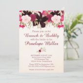 Bohemian Floral Brunch en Bubble Invitation Kaart (Staand voorkant)