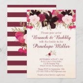 Bohemian Floral Brunch en Bubble Invitation Kaart (Voorkant / Achterkant)