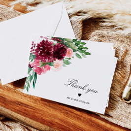 Bohemian Floral Burgundy Bedankkaart