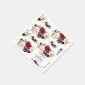 Bohemian Floral Burgundy Blush Wedding Napkins Servet (Hoek)