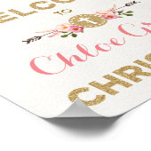 Bohemian Floral Christening Pink & Gold Welkom Poster (Hoek)