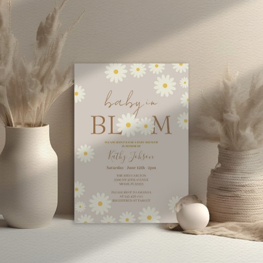Bohemian Floral Daisy Baby in Bloom Shower Kaart