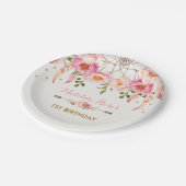 Bohemian Floral Dreamweaver / Roze & Gold Papieren Bordje (Gekanteld)