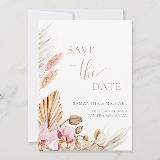 Bohemian Floral Elegant Save the Date Notice Kaart (Voorkant)