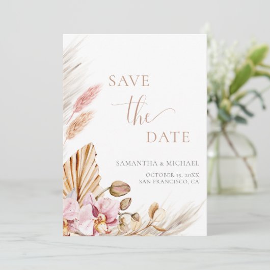 Bohemian Floral Elegant Save the Date Notice Kaart (Staand voorkant)