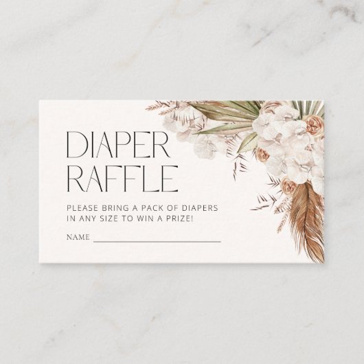 Bohemian Floral & Feather Baby shower Informatiekaartje (Voorkant)