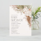 Bohemian Floral & Feather Baby shower Kaart (Staand voorkant)