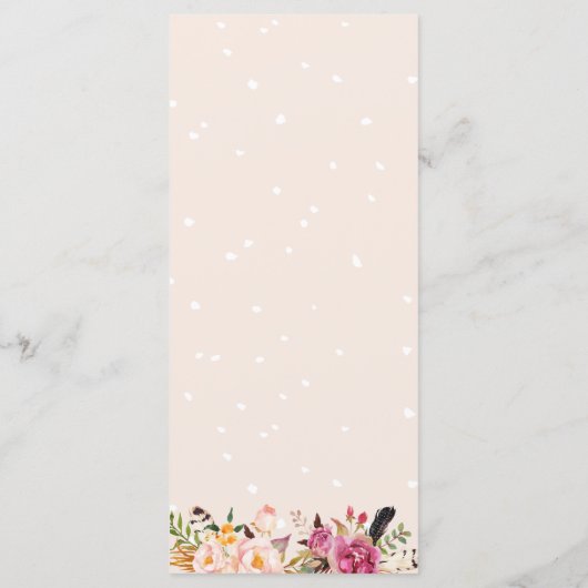 Bohemian Floral Feather Classy Boho Wedding Menu (Achterkant)